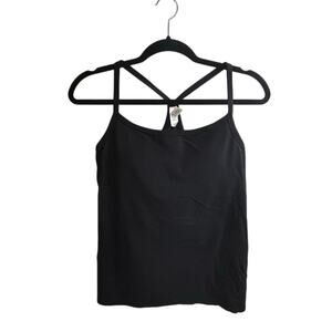 Aerie OFFLINE Cami Tank Top Womens Large Black Y Back Built-In Bra Active